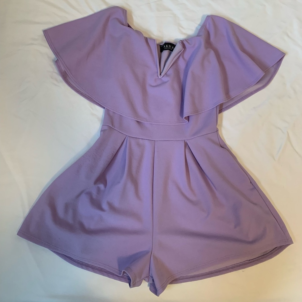 Akira lilac purple off the shoulder romper